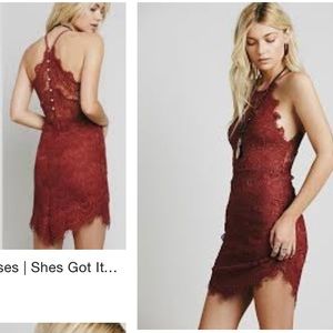 Free People lace dress in brick.